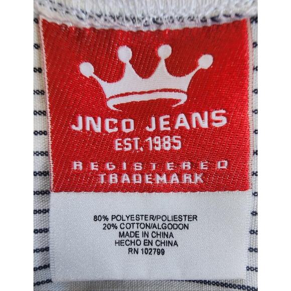 JNCO Shirt Mens Large White Stripe Short Sleeve Button Front Y2K 90s Streetwear - Picture 16 of 16